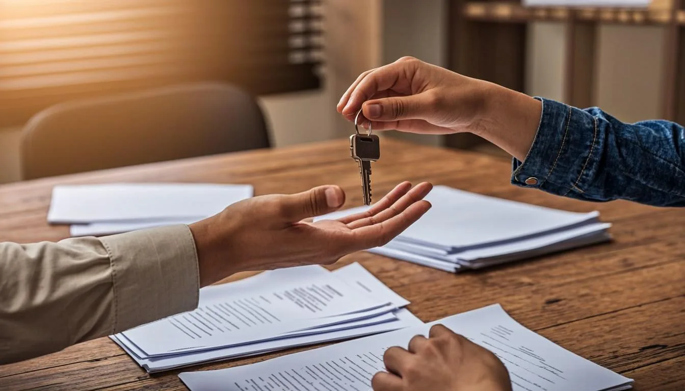 Keys handed across a closing table during a 1031 exchange replacement property purchase