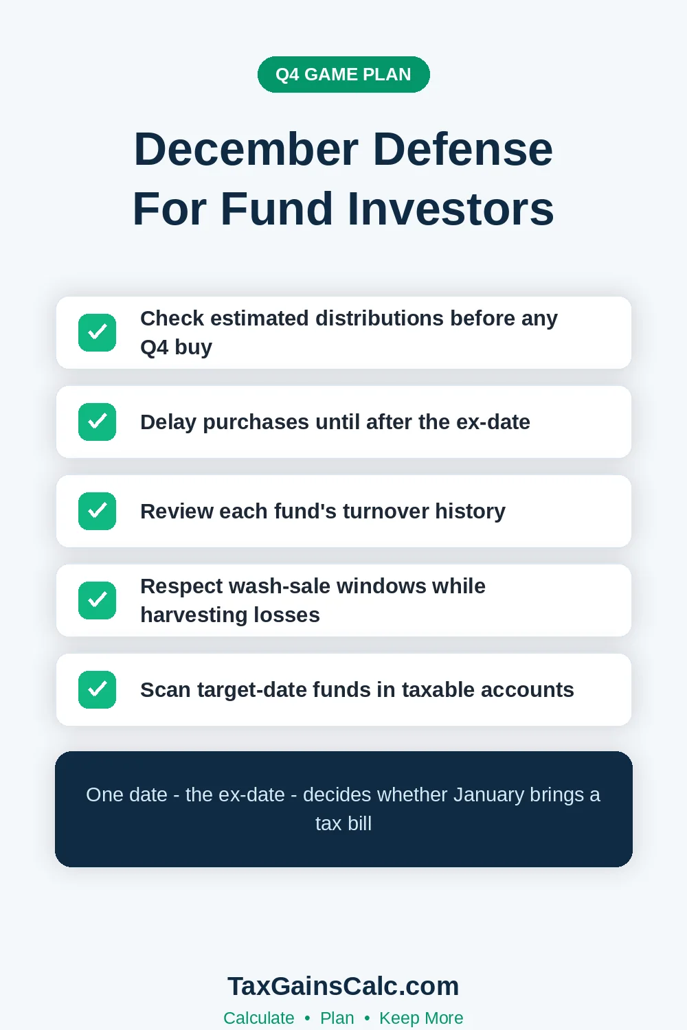Fourth-quarter checklist to avoid fund capital gain distributions