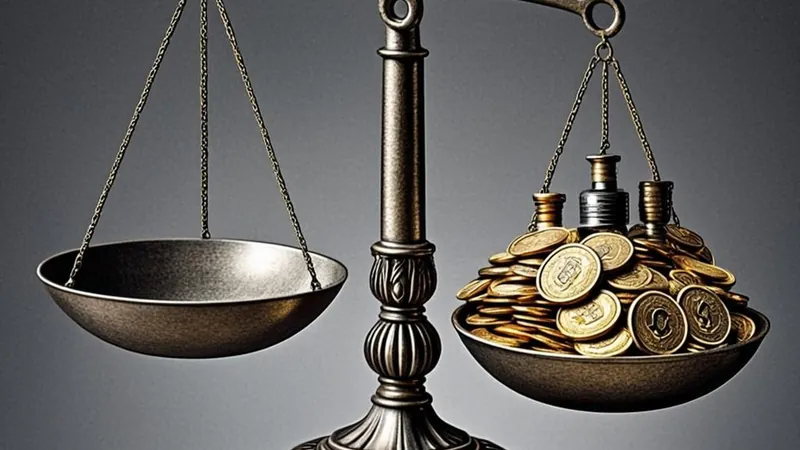 A balance scale with one side empty and one side full