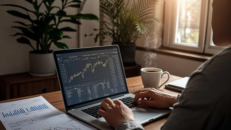 Person reviewing investment portfolio charts on a laptop at home