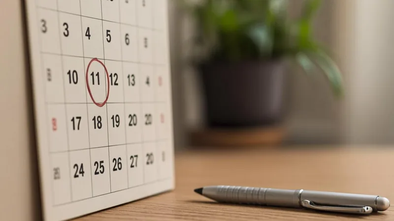 Wall calendar with a sale date circled one year ahead