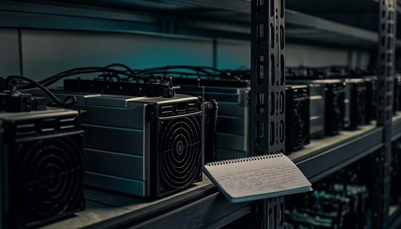 Home staking setup with a mining rig and organized recordkeeping notebook