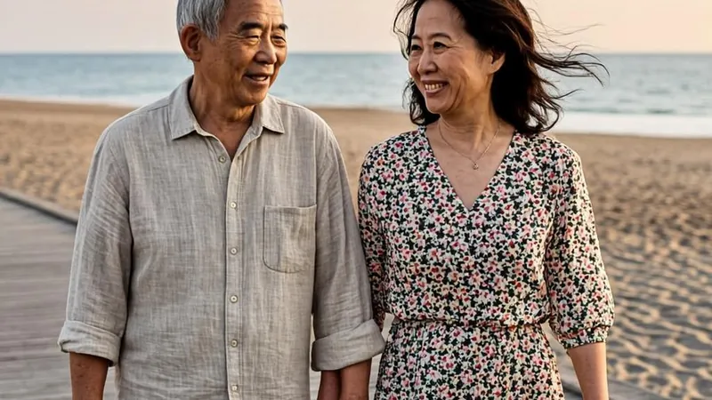 Retired couple on a beach promenade representing retiree migration savings