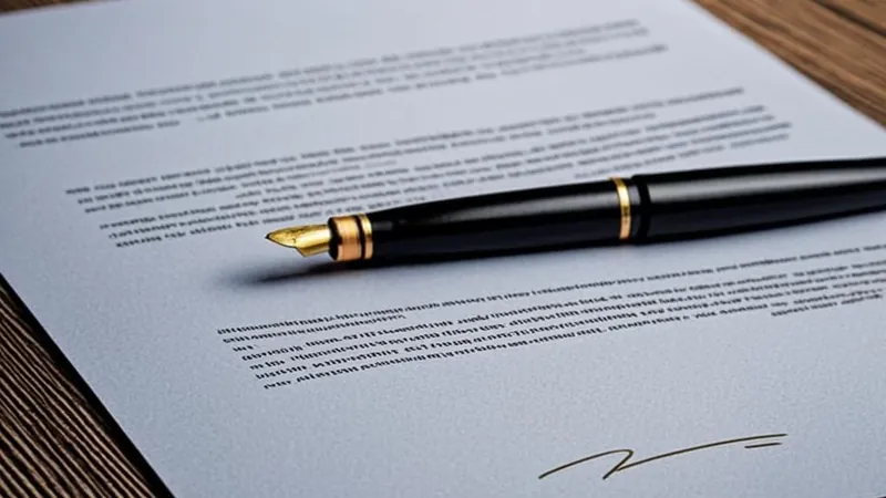 A close-up of a settlement statement beside a fountain pen