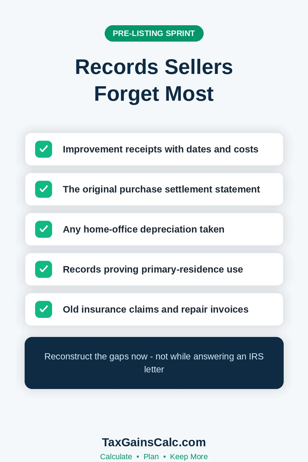 Checklist of home sale documents sellers most often forget