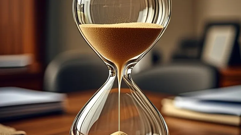 Hourglass representing a same day wire deadline emergency