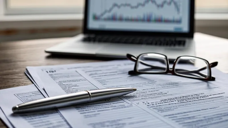Printed tax forms with a pen and reading glasses on a desk