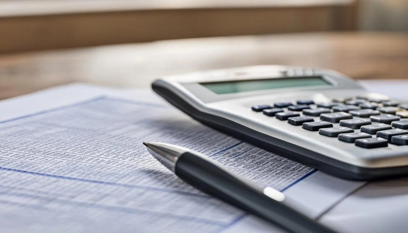 Calculator and stock exercise documents spread out during ISO AMT planning