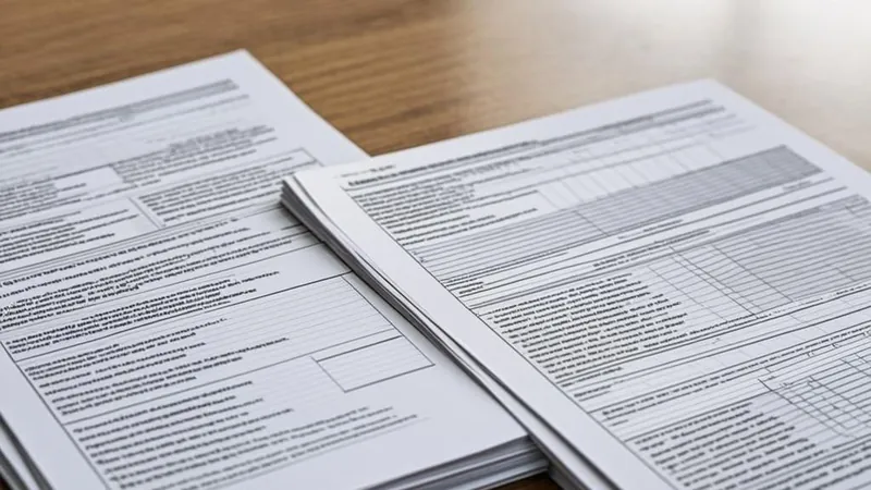 Two identical tax forms lying on opposite sides of a table