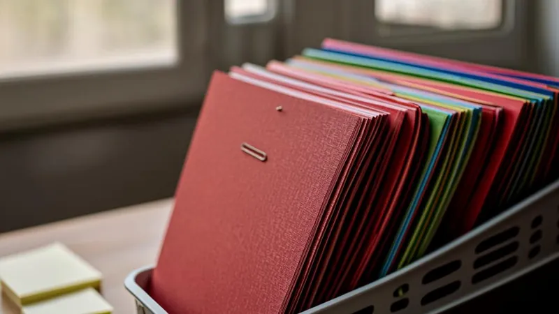 Two investment fund folders side by side on a desk for comparison