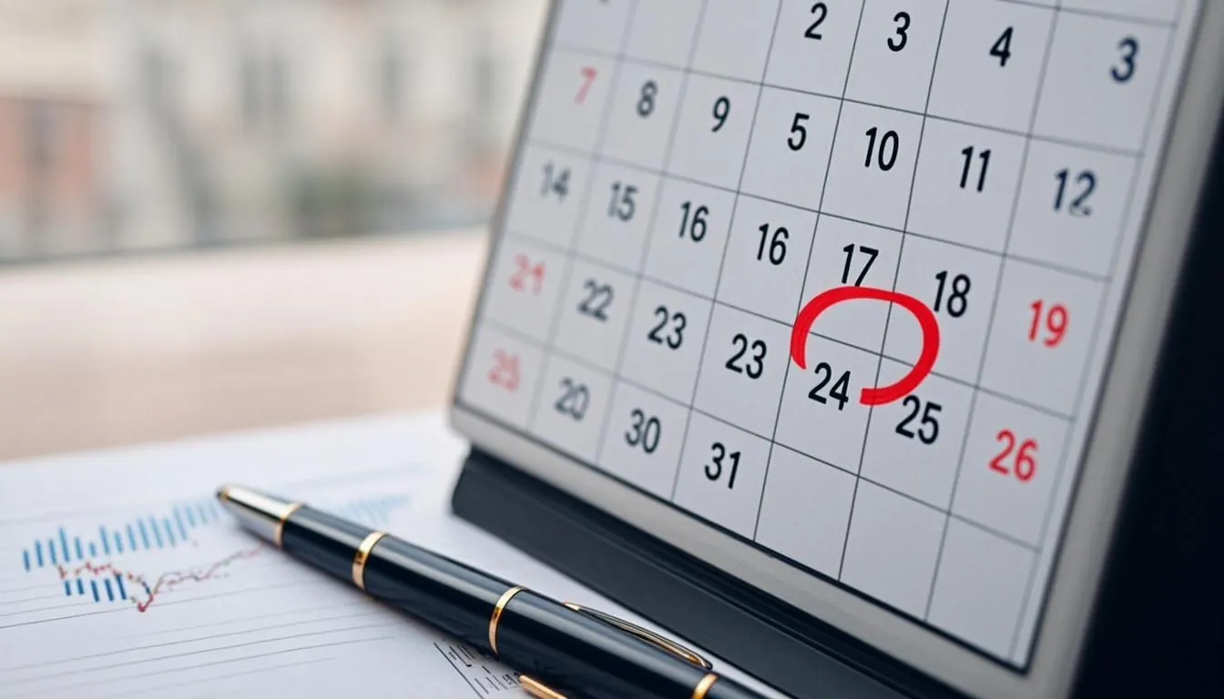 Desk calendar marking the one-year holding period milestone for an investor