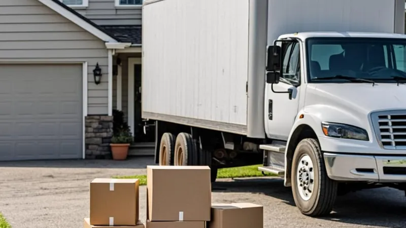 Moving truck outside a new home representing relocating to a no income tax state